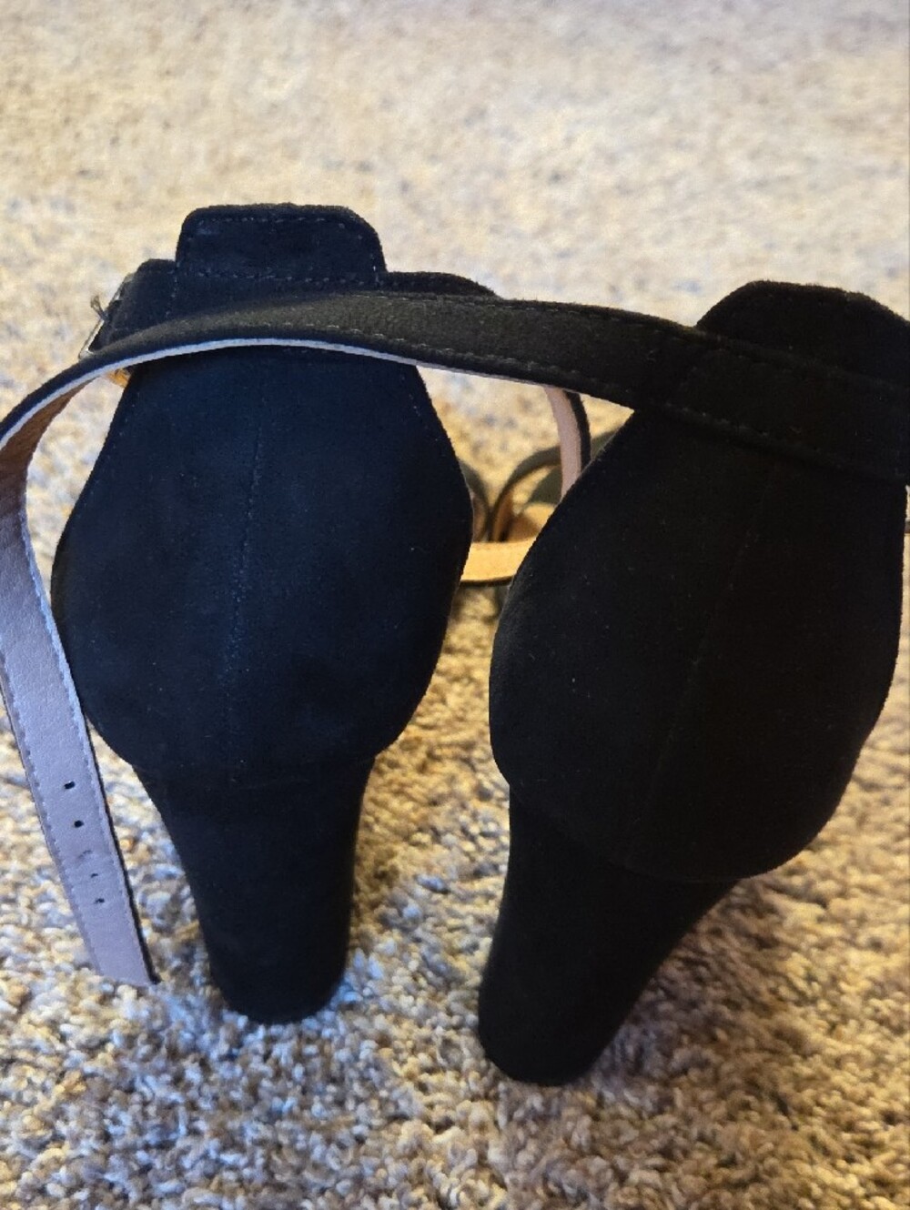 Steve Madden Black Suede Block Heel Sandals with Ankle Strap Size 9 - Picture 4 of 6